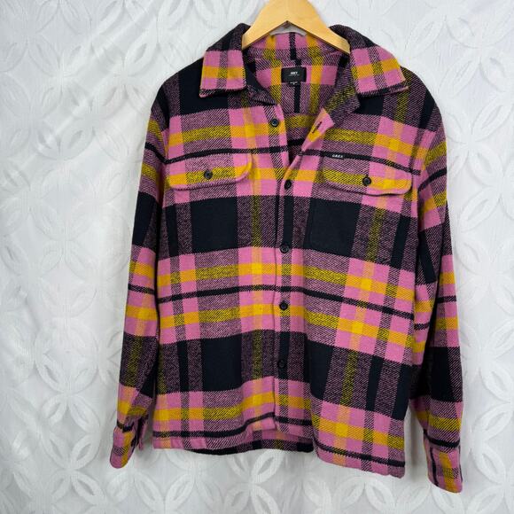 Obey Fitzgerald Woven Heavy Flannel Shirt Burnt Brick Multi Men's Size M NWT - Picture 5 of 9